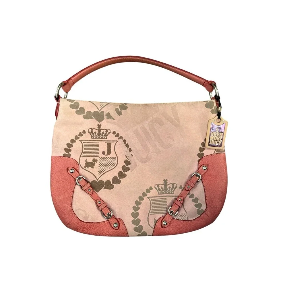 Vtg‎ Pink Juicy Couture Purse Handbag Satchel Bag Y2K With Charm